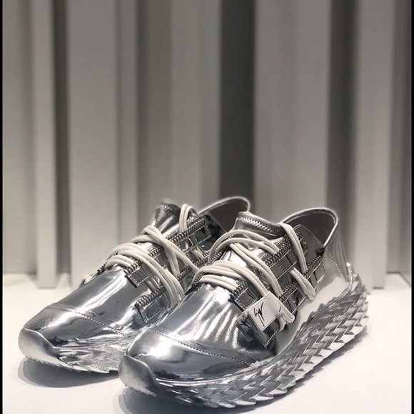 giuseppe zanotti BNIB metallic silver lowtops - Picture 13 of 16